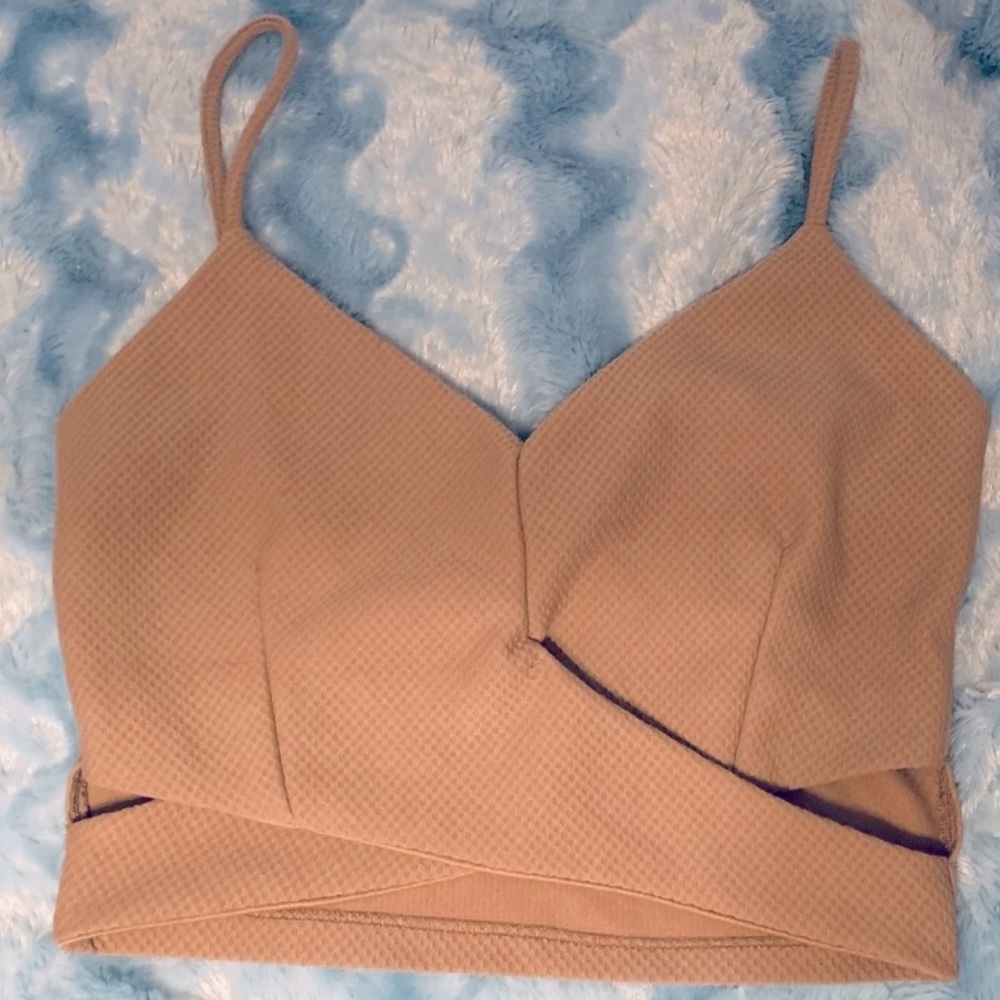 Textured Charlotte Russe Criss Cross Crop Top